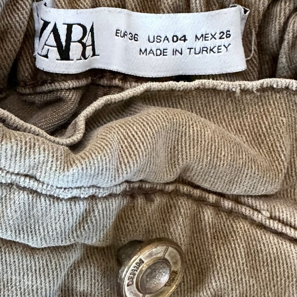 Zara 100% Cotton Paper Bag Pants Size 4 - Picture 15 of 16